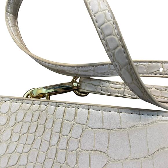 Sondra Roberts | Faux Crocodile Embossed Convertible Clutch Crossbody Bag | Nude - Picture 14 of 14